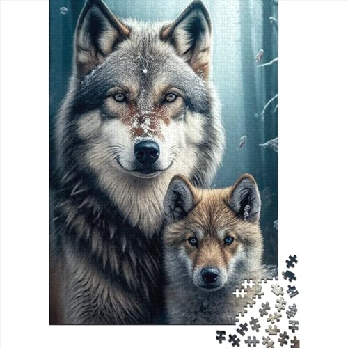 für Erwachsene Puzzle 1000 Teile Fantasy Strange Wolf Puzzle für Erwachsene Holzbrett Puzzles Erwachsene Puzzles Geschenke Größe: 75x50cm von JIANGENNF