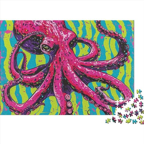 Blue Pink Octopus 1000 Teile Puzzle Für Erwachsene Geschicklichkeitsspiel Stress Abbauen Spielzeug Geschenk Sensitive Marine Organisms Impossible Puzzle Geburtstagsgeschenk Für Erwachsene 1000pcs (75x von JIANQIANG