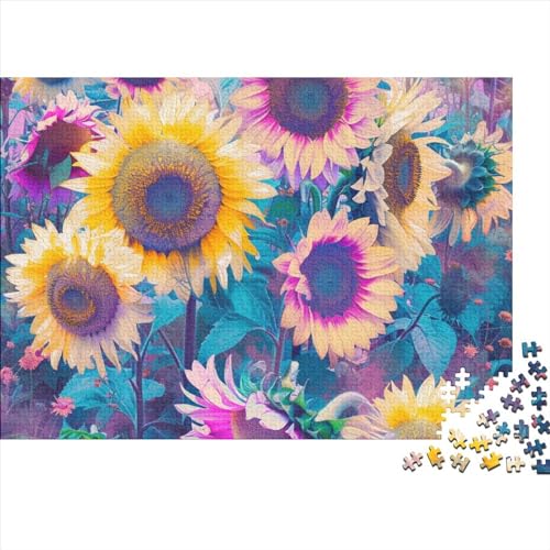 Cartoon Sunflowers 300 Teile Puzzle Für Erwachsene Geschicklichkeitsspiel Einzigartiges Home Dekoration Light Loving Plants Impossible Puzzle Geburtstagsgeschenk Für Erwachsene 300pcs (40x28cm) von JIANQIANG