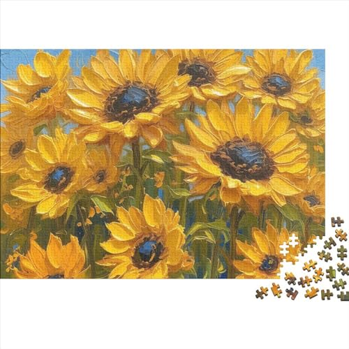 Cartoon Sunflowers 500 Teile Puzzle Für Erwachsene Herausforderndes Einzigartiges Farbenfrohes Light Loving Plants Impossible Puzzle Geburtstagsgeschenk Für Erwachsene 500pcs (52x38cm) von JIANQIANG