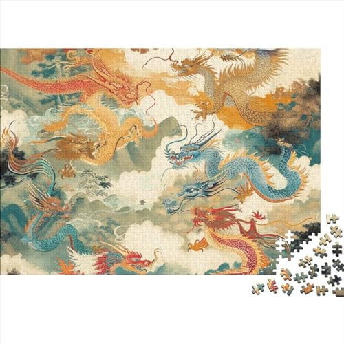 Dragon 500 Teile Puzzle Für Erwachsene Geschicklichkeitsspiel Einzigartiges Spielzeug Geschenk Mythological Animals Impossible Puzzle Geburtstagsgeschenk Für Erwachsene 500pcs (52x38cm) von JIANQIANG