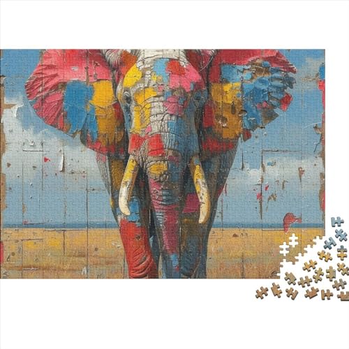 Elephant 1000 Teile Puzzle Für Erwachsene Geschicklichkeitsspiel Stress Abbauen Home Dekoration Long Nosed Animal Impossible Puzzle Geburtstagsgeschenk Für Erwachsene 1000pcs (75x50cm) von JIANQIANG