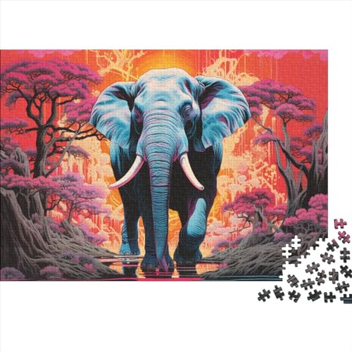 Elephant 1000 Teile Puzzle Für Erwachsene Herausforderndes Einzigartiges Farbenfrohes Long Nosed Animal Impossible Puzzle Geburtstagsgeschenk Für Erwachsene 1000pcs (75x50cm) von JIANQIANG