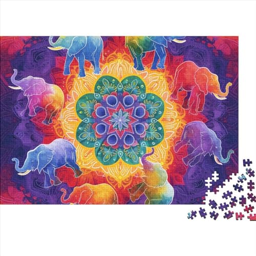 Elephant 500 Teile Puzzle Für Erwachsene Geschicklichkeitsspiel Stress Abbauen Farbenfrohes Long Nosed Animal Impossible Puzzle Geburtstagsgeschenk Für Erwachsene 500pcs (52x38cm) von JIANQIANG