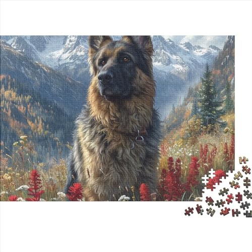 German Shepherd Dog 300 Teile Puzzle Für Erwachsene Herausforderndes Stress Abbauen Farbenfrohes Animals with A Keen Sense of Smell Impossible Puzzle Geburtstagsgeschenk Für Erwachsene 300pcs (40x28c von JIANQIANG