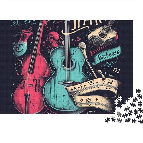 Guitar 300 Teile Puzzle Für Erwachsene Herausforderndes Stress Abbauen Farbenfrohes Plucked Stringed Instrument Impossible Puzzle Geburtstagsgeschenk Für Erwachsene 300pcs (40x28cm) von JIANQIANG