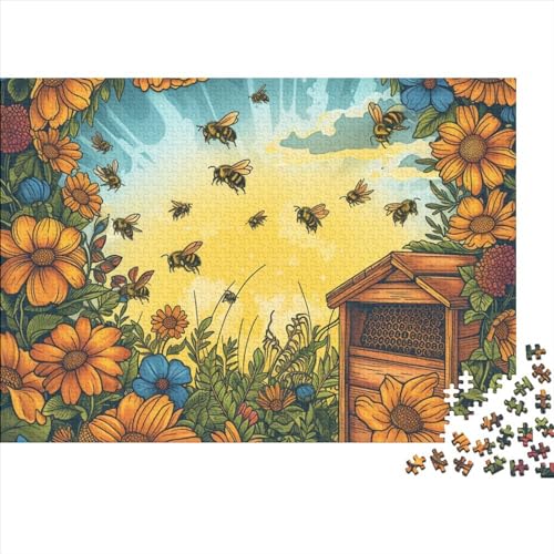 Honeybee 300 Teile Puzzle Für Erwachsene Herausforderndes Einzigartiges Spielzeug Geschenk Social Insects Impossible Puzzle Geburtstagsgeschenk Für Erwachsene 300pcs (40x28cm) von JIANQIANG