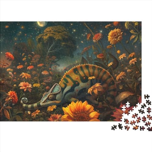 Lizard 500 Teile Puzzle Für Erwachsene Herausforderndes Lernspiel Farbenfrohes Long Tailed Reptiles Impossible Puzzle Geburtstagsgeschenk Für Erwachsene 500pcs (52x38cm) von JIANQIANG