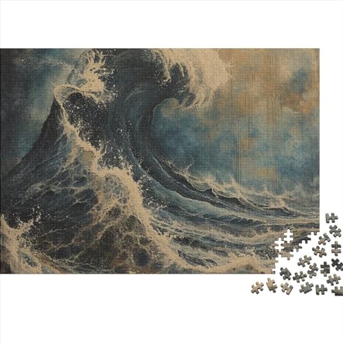 Ocean Wave 500 Teile Puzzle Für Erwachsene Schwierigkeits Lernspiel Farbenfrohes The Fluctuation of Liquids Impossible Puzzle Geburtstagsgeschenk Für Erwachsene 500pcs (52x38cm) von JIANQIANG