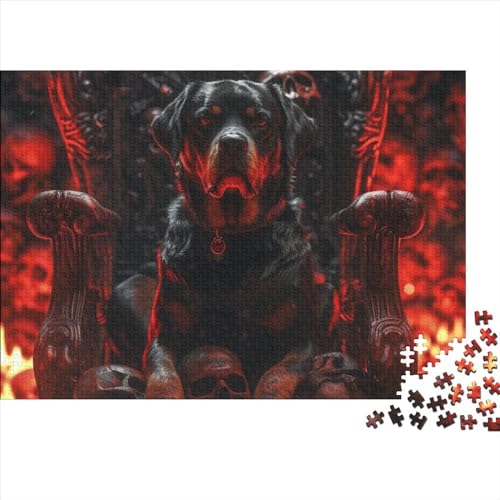 Rottweiler 300 Teile Puzzle Für Erwachsene Schwierigkeits Lernspiel Farbenfrohes Animals with Strong Resistance Ability Impossible Puzzle Geburtstagsgeschenk Für Erwachsene 300pcs (40x28cm) von JIANQIANG