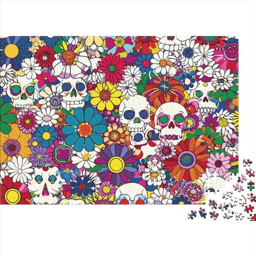 Skull 1000 Teile Puzzle Für Erwachsene Herausforderndes Einzigartiges Farbenfrohes Hard Body Tissue Impossible Puzzle Geburtstagsgeschenk Für Erwachsene 1000pcs (75x50cm) von JIANQIANG