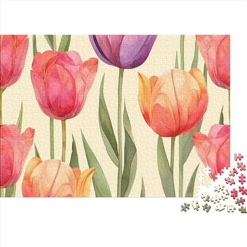 Tulips 1000 Teile Puzzle Für Erwachsene Schwierigkeits Lernspiel Farbenfrohes Elegant Plants Impossible Puzzle Geburtstagsgeschenk Für Erwachsene 1000pcs (75x50cm) von JIANQIANG