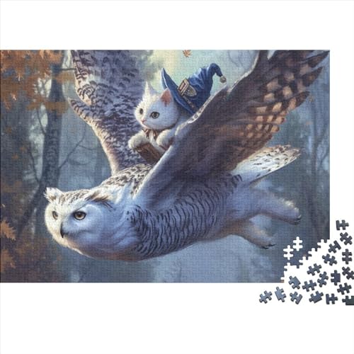 White Owl 300 Teile Puzzle Für Erwachsene Geschicklichkeitsspiel Einzigartiges Farbenfrohes Nocturnal Animals Impossible Puzzle Geburtstagsgeschenk Für Erwachsene 300pcs (40x28cm) von JIANQIANG