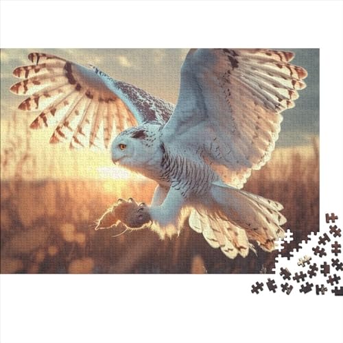 White Owl 300 Teile Puzzle Für Erwachsene Geschicklichkeitsspiel Einzigartiges Farbenfrohes Nocturnal Animals Impossible Puzzle Geburtstagsgeschenk Für Erwachsene 300pcs (40x28cm) von JIANQIANG