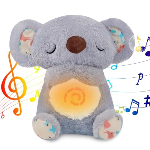 JIASHA Schlummer Koala mit Herzschlag,Schlummer Otter Kuscheltier,Schlummer Otter mit Herzschlag, Schlummer Koala Plüschtier,Beruhigender Koalabär,Otter Kuscheltier mit Atembewegung und Musik von JIASHA