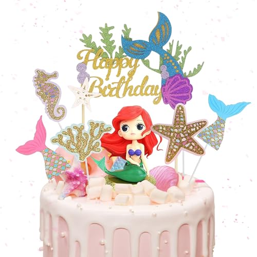 Meerjungfrauen kuchendeko,Meerjungfrau Puppe Cake Topper,Cupcake meerjungfrau,Geburtstag Kuchen Topper,für Kindergeburtstag Babyparty Meerjungfrau Thema Party Dekoration von JIASHA