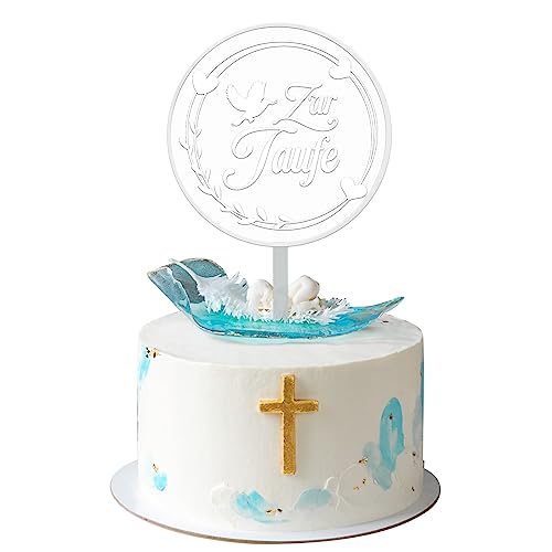 Zur Taufe Torten Topper, Taufe Cake Topper aus Acryl Torte Topper Zur Taufe Tortendeko Tortenstecker Kuchendeko, Dekoration für Taufe Kommunion Konfirmation von JIASHA