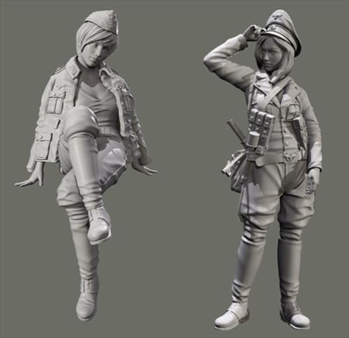 JICHENJIAN 1/35 WWII Female Soldier Resin Model Kit Unbemalt und unmontiert Soldier Resin Model Kit (2-Personen)//Z9s3h10 von JICHENJIAN