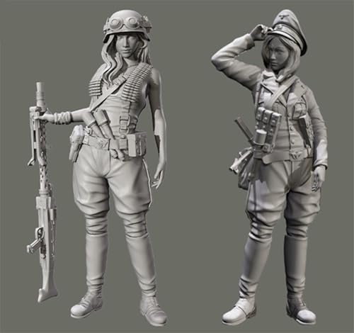 JICHENJIAN 1/35 WWII Female Soldier Resin Model Kit Unbemalt und unmontiert Soldier Resin Model Kit (2-Personen)//Z9s3h8 von JICHENJIAN