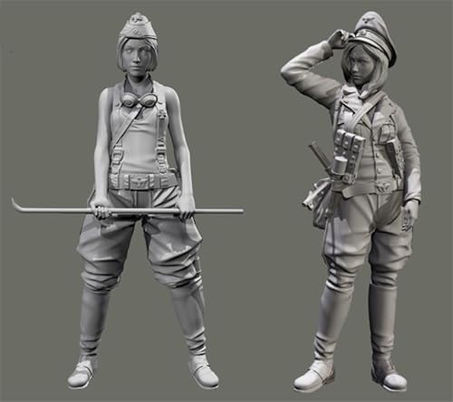 JICHENJIAN 1/35 WWII Female Soldier Resin Model Kit Unbemalt und unmontiert Soldier Resin Model Kit (2-Personen)//Z9s3h9 von JICHENJIAN