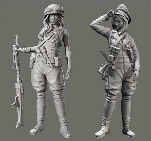 JICHENJIAN 1/35 WWII Female Soldier Resin Model Kit Unbemalter und unmontierter Soldat Resin Model Kit (2 Personen) // G7I6O4 von JICHENJIAN