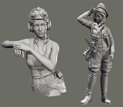 JICHENJIAN 1/35 WWII Female Soldier Resin Model Kit Unbemalter und unmontierter Soldat Resin Model Kit (2 Personen) // G7I6O7 von JICHENJIAN