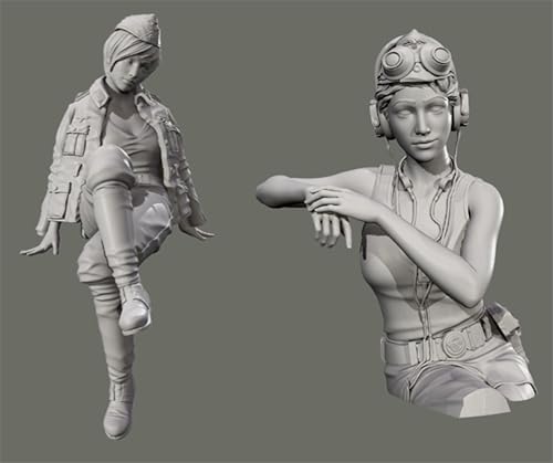 JICHENJIAN 1/35 WWII Female Soldier Resin Model Kit Unbemalter und unmontierter Soldat Resin Model Kit (2 Personen) // G7I6O8 von JICHENJIAN