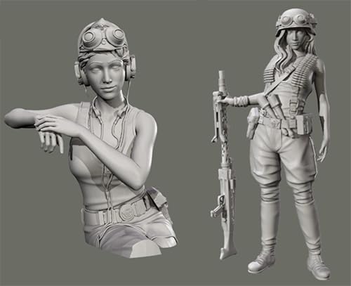 JICHENJIAN 1/35 WWII Soldatinnen Bausatz aus Resin Unbemalt und unmontiert Resin Modell (2 Personen) //Q9F3g2 von JICHENJIAN