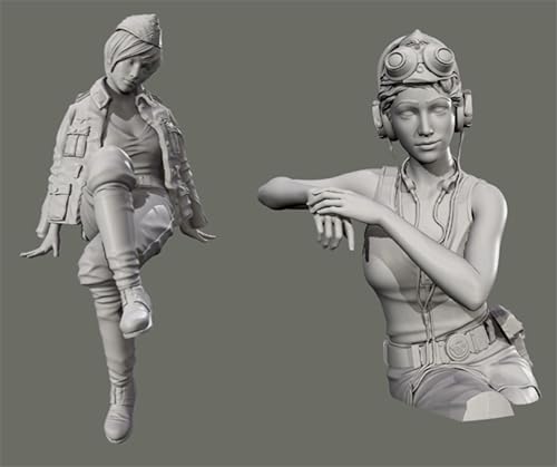 JICHENJIAN 1/35 WWII Soldatinnen Bausatz aus Resin Unbemalt und unmontiert Resin Modell (2 Personen) //Q9F3g3 von JICHENJIAN