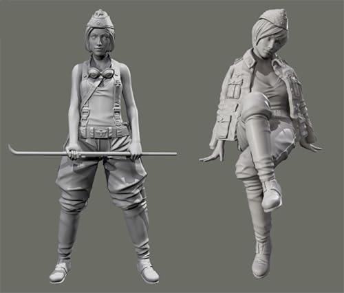 JICHENJIAN 1/35 WWII Soldatinnen Bausatz aus Resin Unbemalt und unmontiert Resin Modell (2 Personen) //Q9F3g5 von JICHENJIAN