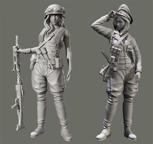 JICHENJIAN 1/35 WWII Soldatinnen Bausatz aus Resin Unbemalt und unmontiert Resin Modell (2 Personen) //Q9F3g8 von JICHENJIAN