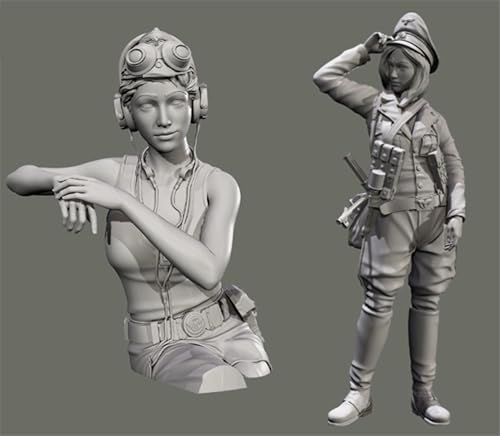 JICHENJIAN 1/35 WWII Weiblicher Soldat Resin Soldier Model Kit Unbemalt und unmontiert Figur Resin Model Kit (2 Personen) //H9v3L4 von JICHENJIAN