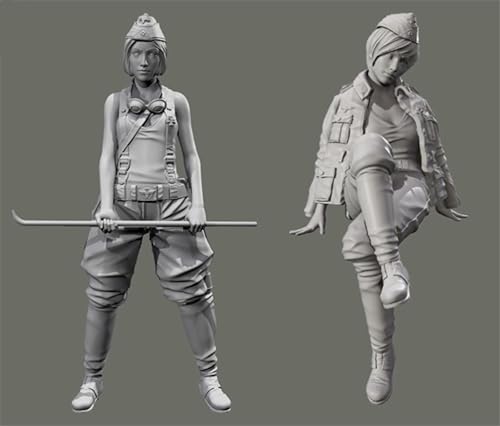 JICHENJIAN 1/35 WWII Weiblicher Soldat Resin Soldier Model Kit Unbemalt und unmontiert Figur Resin Model Kit (2 Personen) //H9v3L5 von JICHENJIAN