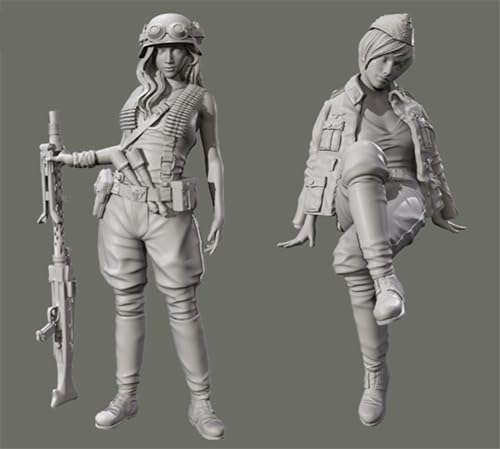 JICHENJIAN 1/35 WWII Weiblicher Soldat Resin Soldier Model Kit Unbemalt und unmontiert Figur Resin Model Kit (2 Personen) //H9v3L6 von JICHENJIAN