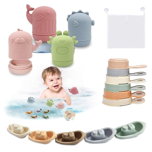 Baby Badespielzeug, 15 Stück Wasserspielzeug Kinder Silikon Badewannen Spielzeug, Baby Badewannenspielzeug Spritztiere Boot, Schwimmbad Badewanne Wasserspielzeug Geschenke für Babys Kleinkinder Baby Badespielzeug, 15 Stück Wasserspielzeug Kinder Silikon Badewannen Spielzeug, Baby Badewannenspielzeug Spritztiere Boot, Schwimmbad Badewanne Wasserspielzeug Geschenke für Babys Kleinkinder von JIDAYOEU