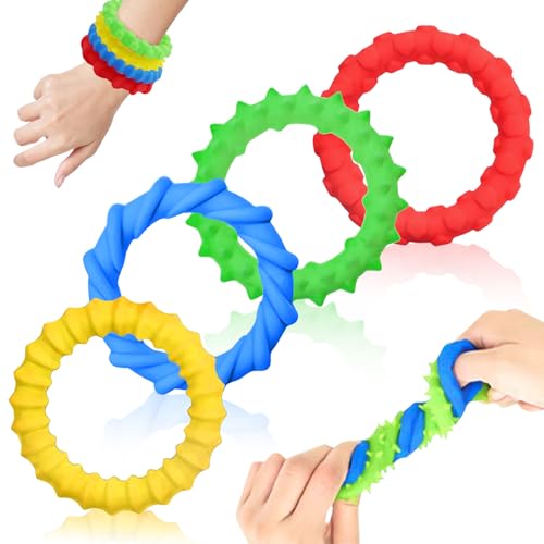 4-teilig Pack Wristband Fidget Toys Kinder Adhs Spielzeug Stretchy Fidget Bracelet Dehnbare Schnur Zappelspielzeug Armbänder Wristband Fidget Dekompression Spielzeug Stressabbau & Angstlust von JIEBAO