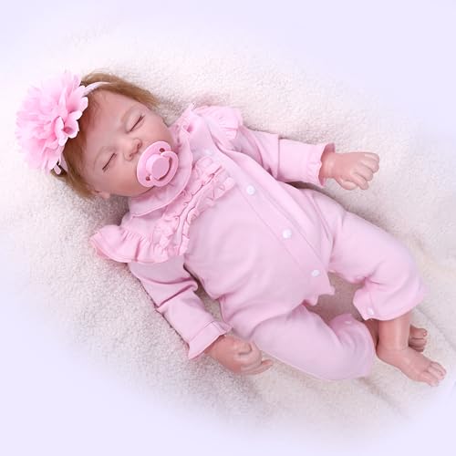 JIEBOTE Reborn Puppen 22 Zoll realistische Baby Puppe weicher Stoff Körper, Augen geschlossen Neugeborene Babys Sieht aus wie EIN realistisches Baby Puppen von JIEBOTE