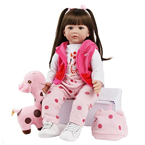 JIEBOTE Reborn Puppen 24inch 60cm Reborn Puppen Mädchen Weiches Silicone Vinyl Doll Baby Puppen Neugeborenes Mädchen Spielzeug Puppe, die echt Aussehen Handmade von JIEBOTE