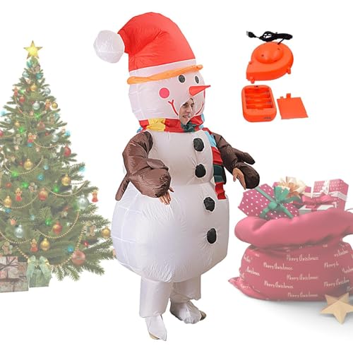 JIEBWCHA Aufblasbares Schneemann-Kostüm für Erwachsene, lustiges Luftblasen-Weihnachts-Schneemann-Kostüm | Cosplay-Weihnachts-Halloween-Kostüm, Kostüm-Aufblasanzug | Festivalkostüm, Karnevalskostüm von JIEBWCHA