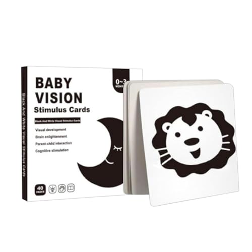 JIEBWCHA Baby Vision Stimulation, Baby Vision Stimulationskarten, Hochkontrastkarten für Kinder, Frühe pädagogische visuelle sensorische Stimulation Lernaktivität Flitzer für Kinder 0-3 von JIEBWCHA