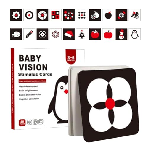 JIEBWCHA Baby Vision Stimulationskarten, visuelle Stimulation für Babys,Kleinkind -Aktivitätskarten - Frühe pädagogische visuelle sensorische Stimulation Lernaktivität Flitzer für Kinder 0-3 von JIEBWCHA