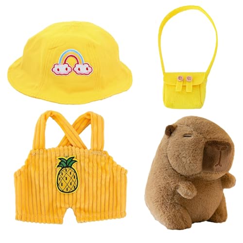 JIEBWCHA Capybara Plüschtier, Dress Up Capybara Plüschtiere - Weiche Capybara Plüschpuppe Mit Kleidung Und Accessoires, 25 cm Großes, Lustiges Capybara Plüschtier, Heimdekoration Für Wohnzimmer von JIEBWCHA