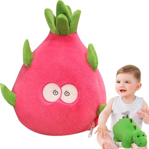 JIEBWCHA Drachenfrucht-Dinosaurier-Plüschtier,Drachenfrucht-Wende-Plüschtier, Reversibles Dinosaurier-Drachenfrucht-Plüschtier, Weiche Drachenfrucht-Kuscheltiere, Plüschtiere für Sofa, Bett, von JIEBWCHA