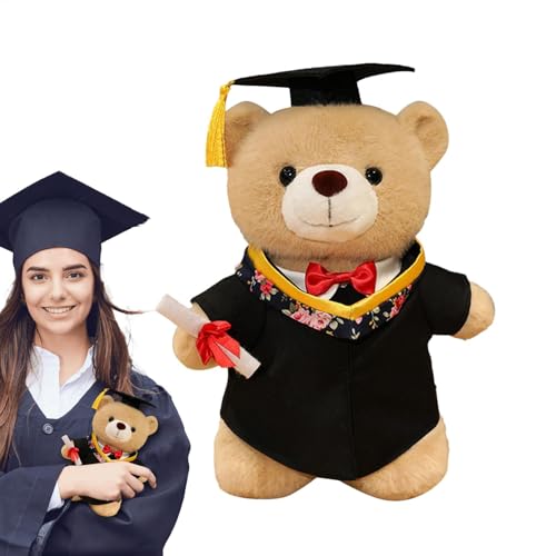 JIEBWCHA Examensbär, Graduation Teddybär, 30cm Abschluss Bär Kuscheltier, Diplombär, Personalisierte Teddybär für Graduation, TeddyPlüschbär mit Doktorhut, Abschluss Plüschbär Spielzeug von JIEBWCHA