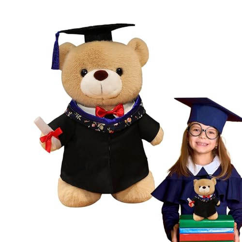 JIEBWCHA Examensbär, Graduation Teddybär, 30cm Abschluss Bär Kuscheltier, Diplombär, Personalisierte Teddybär für Graduation, TeddyPlüschbär mit Doktorhut, Abschluss Plüschbär Spielzeug von JIEBWCHA