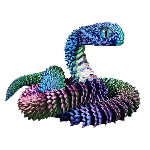 JIEBWCHA Flexible Gedruckte Schlangen Spielzeug, Gedruckte Tiere Set, Gedruckte Schlange Flexible Joint Snake Toy, Gedruckte Schlange Gelenkte Leuchtende Spielzeug von JIEBWCHA