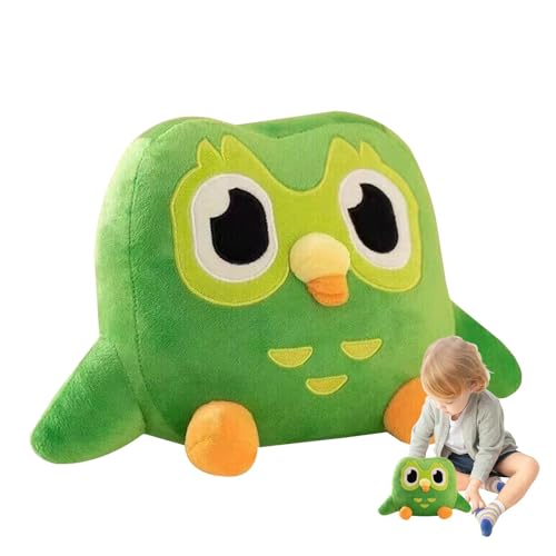 JIEBWCHA Green Owl Plush Toy, 20 cm Eule Stofftier, Umarmbares Eulen Stofftier, Cartoon Grüne Eule Plüschtier, Weiche Eule Stofftier Kuscheltier, Cartoon Owl Throw Pillow Plush, Stuffed Owl Toy von JIEBWCHA