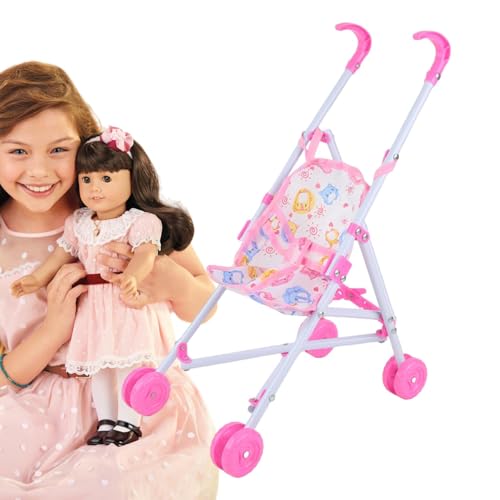 JIEBWCHA Kinder Baby Puppe Kinderwagen, Einzelner Puppenwagen, Baby Doll Kinderwagen, Puppen Puppenwagen, Kinderwagen Spielzeug Für Rollenspiele, Puppen BuggyFaltbar von JIEBWCHA