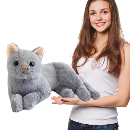 JIEBWCHA Realistischen Katze Plüschtier, Simulation Kurzhaar Nette Katze Puppe, Die Echt Aussehen Plüsch Stofftier Katze, Plüschkatze Stofftier Katzen, Kuscheltier Katze Lebensecht von JIEBWCHA