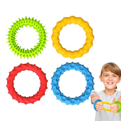 JIEBWCHA Stress Relief Sensorik Spielzeug Für Kinder Beruhigen, Fidegt Toys Sensorischen Armbänder, 4 Pack Dehnbare Fidget Armband, Dehnbares Zappelarmband, Sensory Fidget Toys von JIEBWCHA